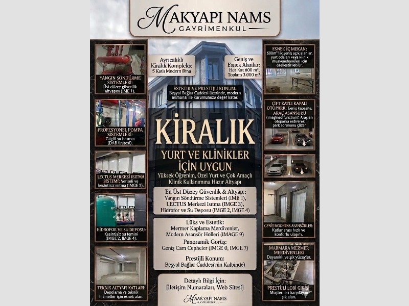 İstanbul Beşyolda Kiralık 5 Katlı 3500 m2 Her İşe Uygun Bina İşyerleri